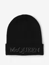 Alexander Mcqueen Black Wool And Cashmere Hat With Logo