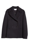 Alexander Mcqueen Black Felt Double Breasted Blazer In Black