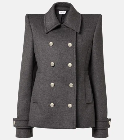 Alexander Mcqueen Doble-breasted Wool-cashmere Coat In Grey Multi