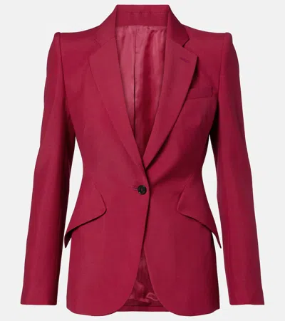 Alexander Mcqueen Wool And Mohair Blazer In Red