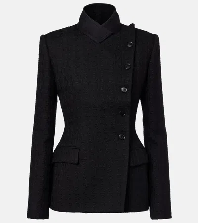 Alexander Mcqueen Wool And Mohair Tweed Jacket In Black