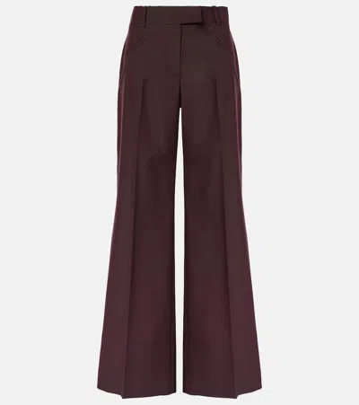 Alexander Mcqueen Wool And Mohair Wide-leg Pants In Burgundy