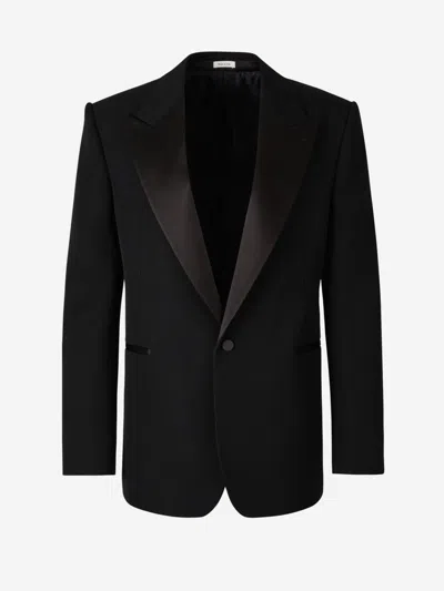Alexander Mcqueen Wool And Silk Blazer In Black