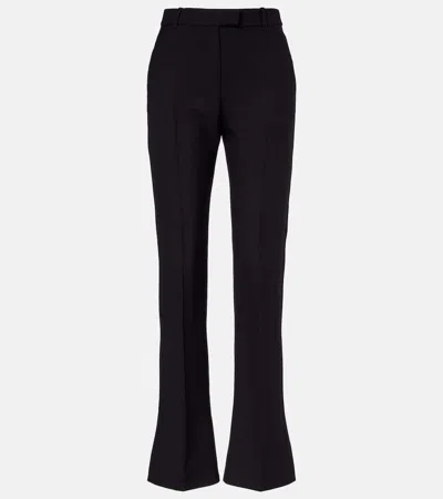 Alexander Mcqueen Wool And Silk-blend Straight Pants In Black