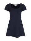 Alexander Mcqueen Square Neckline Knee Length Dress With Panel Detailing In Blue