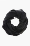 ALEXANDER MCQUEEN WOOL AND SILK SCARF WITH ALL-OVERSKULL