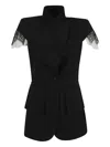 Alexander Mcqueen Alexander Mc Queen Sleeveless Jacket In Black/ivory Spider Web Lace In Black