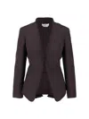 Alexander Mcqueen Mcqueen Raw Edge Wool Canvas Peplum Blazer In Burgundy