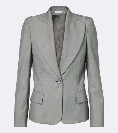 Alexander Mcqueen Wool Blazer In Gray