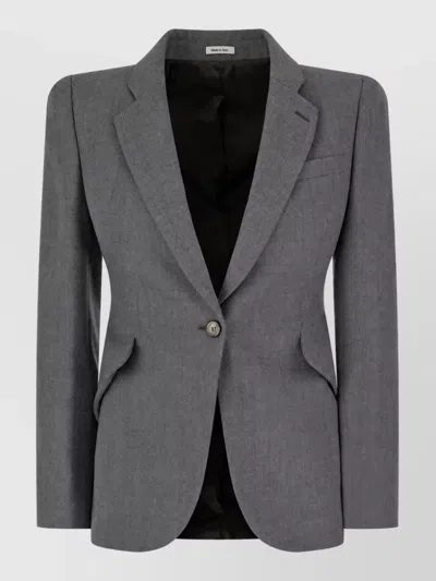 Alexander Mcqueen Wool Blazer In Gray