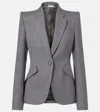 Alexander Mcqueen Wool Blazer In Gray