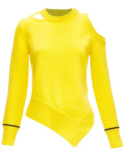 Alexander Mcqueen Wool Blend Asymmetric Cold Shoulder Sweater (authentic Pre-  Loved) In Yellow