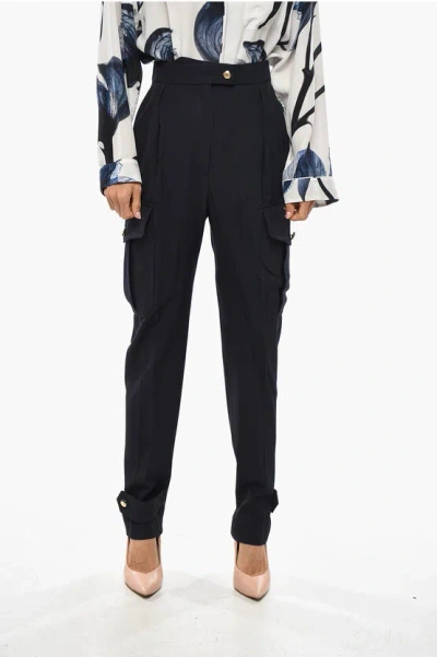ALEXANDER MCQUEEN WOOL BLEND CARGO PANTS WITH ANKLE MARTINGALE