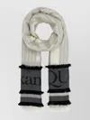 Alexander Mcqueen Wool Blend Fringed Scarf In White