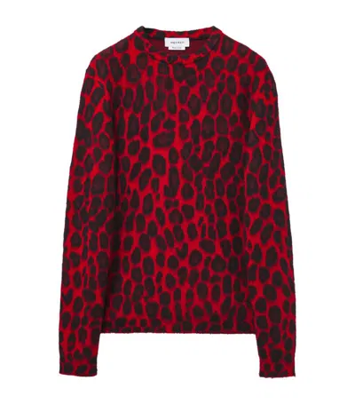 Alexander Mcqueen Wool-blend Leopard Print Sweater In Red