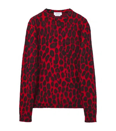 Alexander Mcqueen Wool-blend Leopard Print Sweater In Red