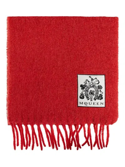 Alexander Mcqueen Wool-blend Scarf In Red