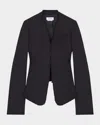 Alexander Mcqueen Wool Canvas Single-breasted Blazer In Black