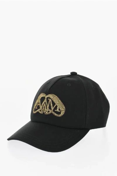 Alexander Mcqueen Logo-embroidered Wool Cap In Schwarz