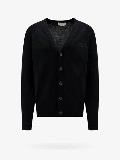 ALEXANDER MCQUEEN WOOL CARDIGAN WITH LOGO EMBROIDERY