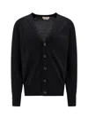 Alexander Mcqueen Wool Cardigan With Logo Embroidery In Black