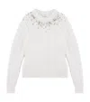 Alexander Mcqueen Crystal-embellished Cable-knit Wool And Cashmere-blend Sweater In White