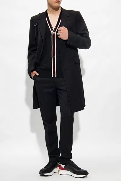 Alexander Mcqueen Wool Coat In Black