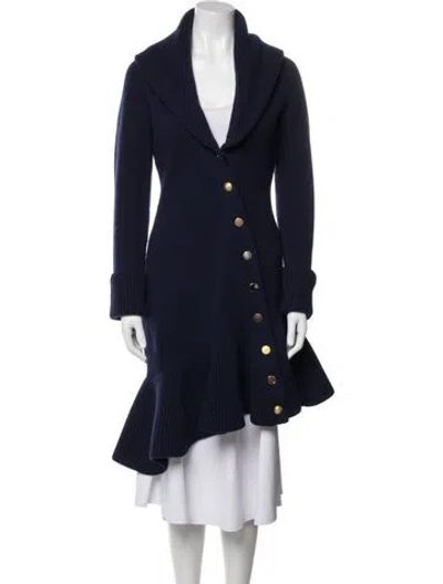 Pre-owned Alexander Mcqueen Wool Coat In Blue