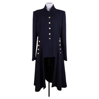 Pre-owned Alexander Mcqueen Wool Coat, Size 46 (on Rust), Excellent Fit In Black