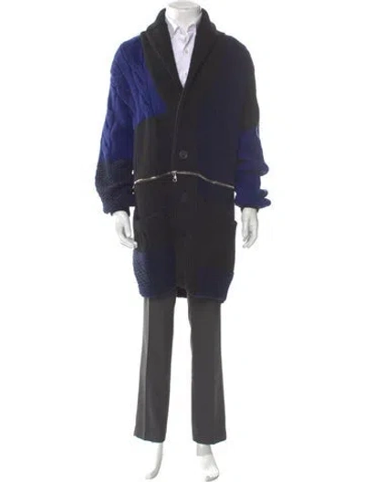 Pre-owned Alexander Mcqueen Wool Colorblock Pattern Cardigan In Blue