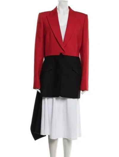 Pre-owned Alexander Mcqueen Wool Colorblock Pattern Coat In Red