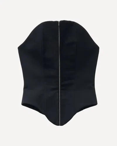 Alexander Mcqueen Wool Corset With Zip In Black