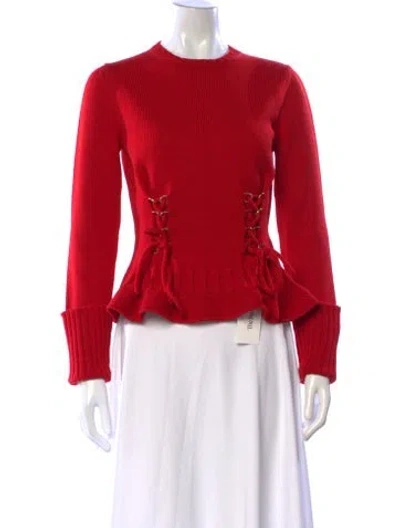 Pre-owned Alexander Mcqueen Wool Crew Neck Sweater In Red