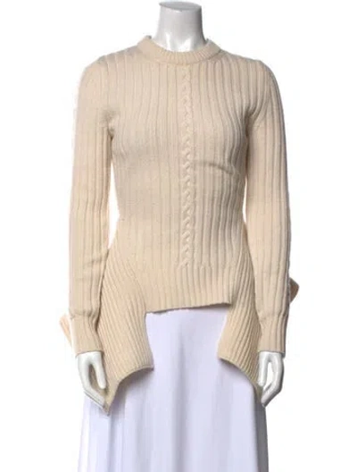 Pre-owned Alexander Mcqueen Wool Crew Neck Sweater In White