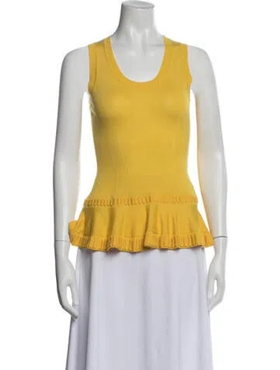 Pre-owned Alexander Mcqueen Wool Crew Neck Top In Yellow