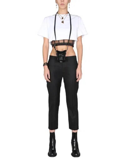 Alexander Mcqueen Wool Cropped Trousers In Black
