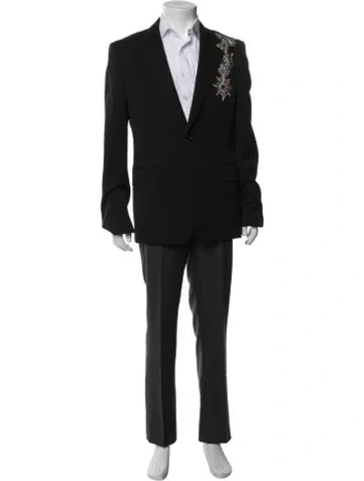 Pre-owned Alexander Mcqueen Wool Crystal Embellishments Blazer In Black