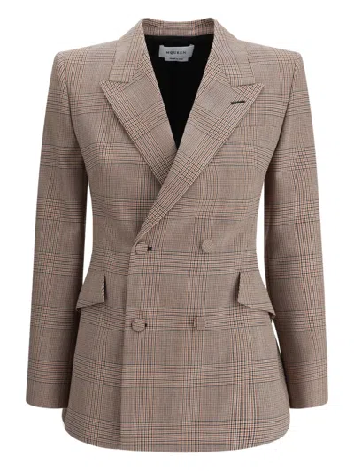 Alexander Mcqueen Wool Double-breasted Blazer In Brown