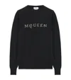 Alexander Mcqueen Wool Embellished Logo Sweater In Black