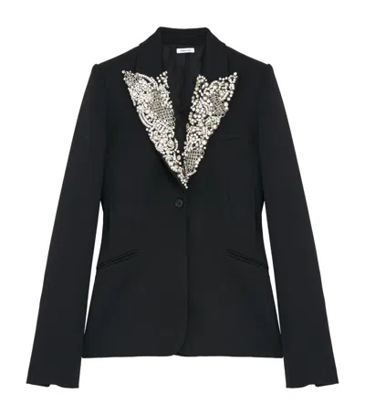 Alexander Mcqueen Wool Embellished Single-breasted Jacket In Black