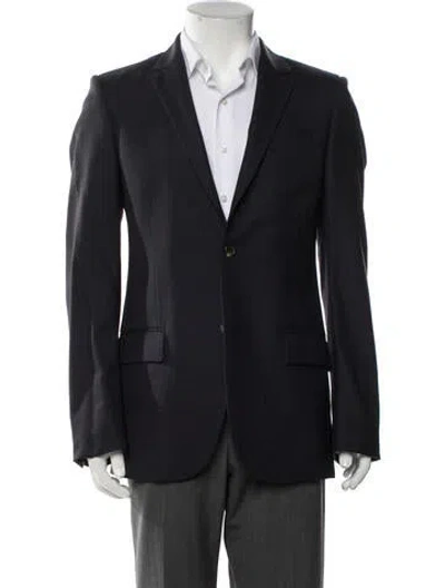 Pre-owned Alexander Mcqueen Wool Embroidered Accent Blazer In Blue