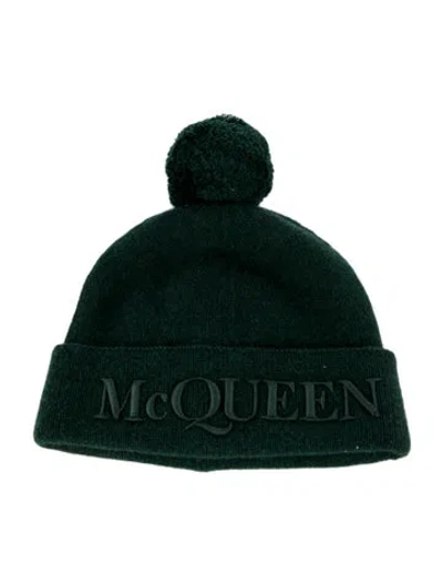 Pre-owned Alexander Mcqueen Wool Embroidered Monochromatic Beanie Hat W/tags In Green