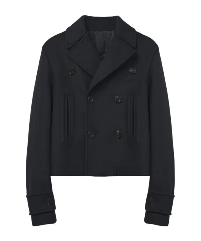 Alexander Mcqueen Wool Double-breasted Short Coat In Black