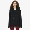 Alexander Mcqueen Womens Black Double-breasted Regular-fit Wool And Cashmere-blend Coat In Black