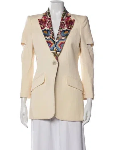 Pre-owned Alexander Mcqueen Wool Floral Print Blazer In Neutral