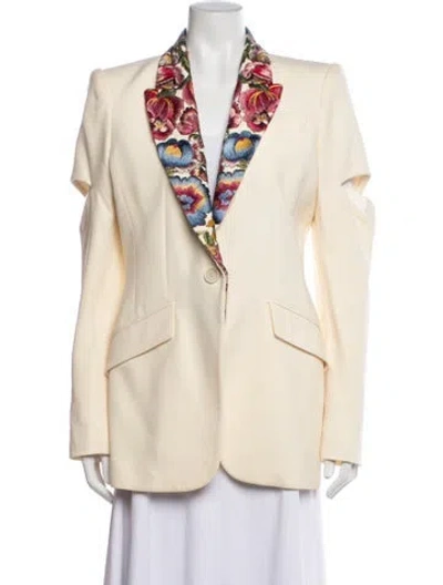 Pre-owned Alexander Mcqueen Wool Floral Print Blazer In Neutrals