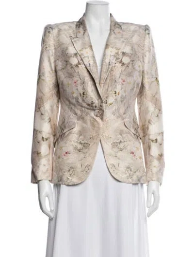 Pre-owned Alexander Mcqueen Wool Floral Print Blazer In Neutrals