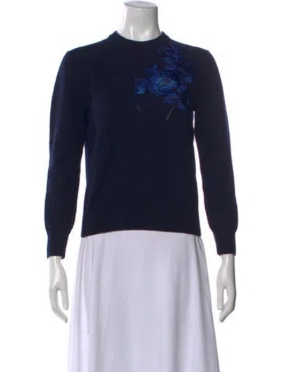 Pre-owned Alexander Mcqueen Wool Floral Print Sweater In Blue