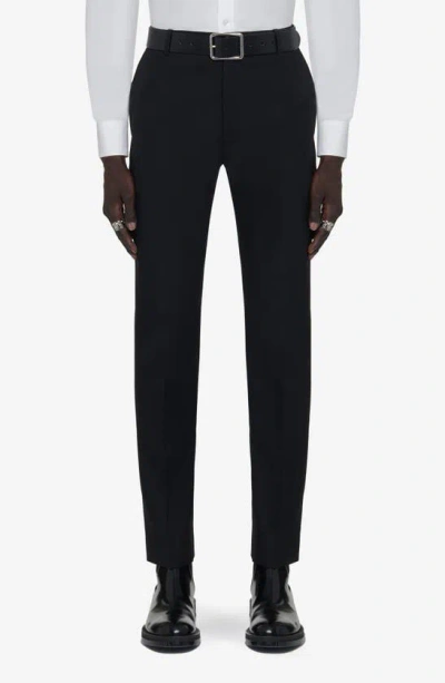 Alexander Mcqueen Wool Gabardine Cigarette Trousers In Black