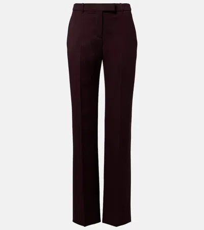 Alexander Mcqueen Wool Grain De Poudre Straight Pants In Brown